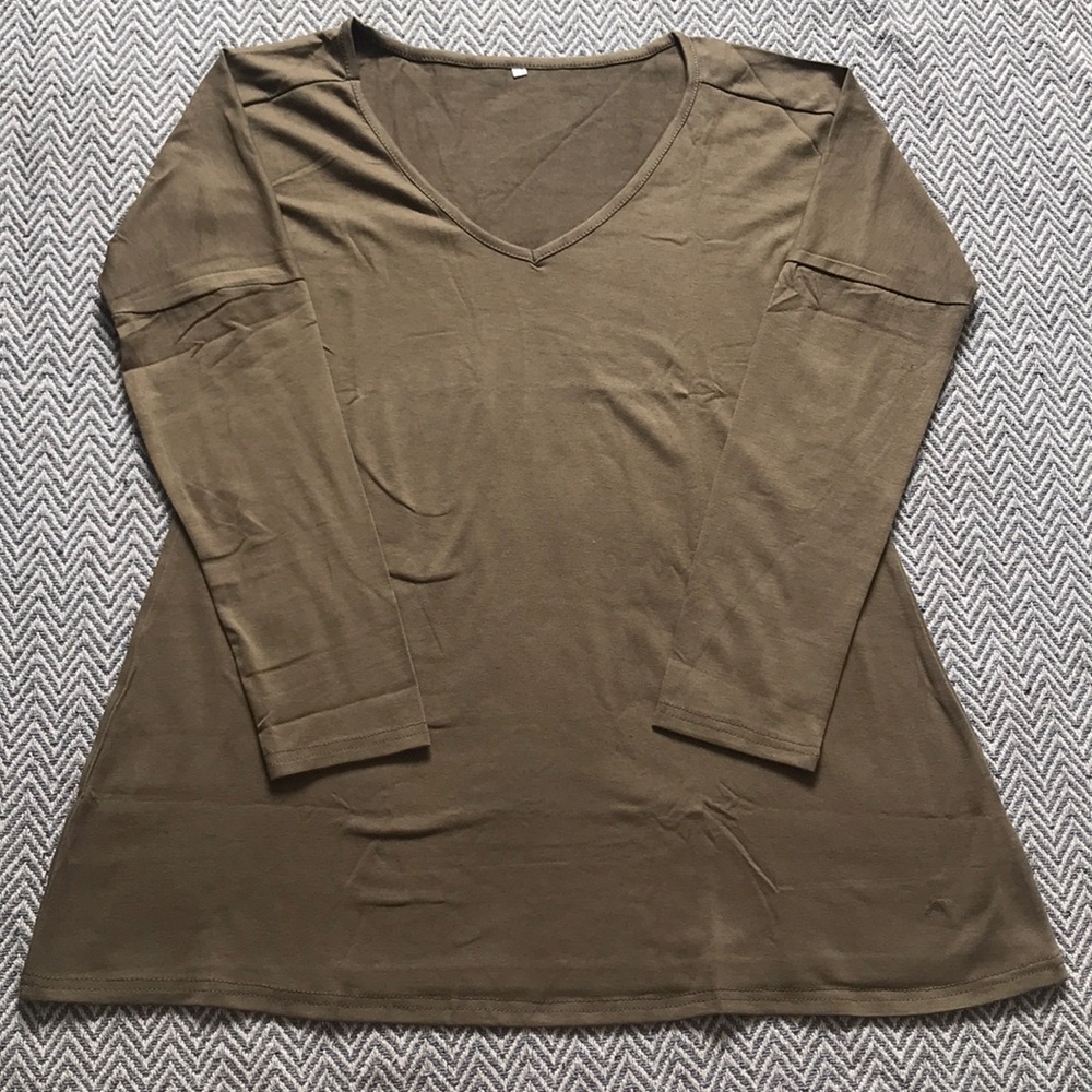 Casual Loose V Neck Tunic Shirt - Picture 2 of 4